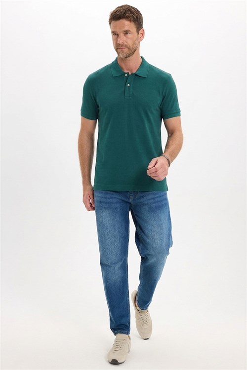 Erkek Slim Fit Dar Kesim Premium Seri %100 Pamuk Yumuşak Dokulu Merserize Haki Polo Yaka Tişört 