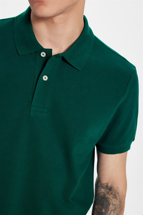 Erkek Slim Fit Dar Kesim Premium Seri %100 Pamuk Yumuşak Dokulu Merserize Haki Polo Yaka Tişört 