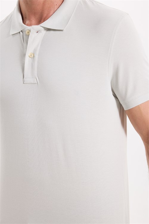 Erkek Slim Fit Dar Kesim Premium Seri %100 Pamuk Yumuşak Dokulu Merserize Bej Polo Yaka Tişört 