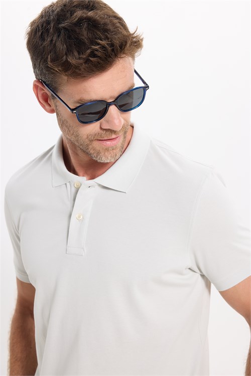 Erkek Slim Fit Dar Kesim Premium Seri %100 Pamuk Yumuşak Dokulu Merserize Bej Polo Yaka Tişört 