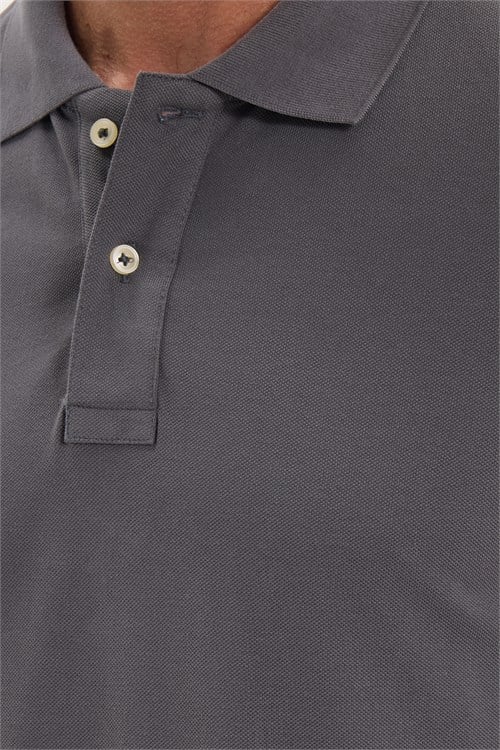 Erkek Slim Fit Dar Kesim Premium Seri %100 Pamuk Yumuşak Dokulu Merserize Gri Polo Yaka Tişört 