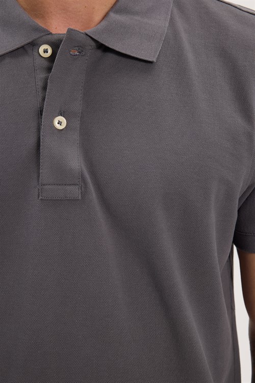 Erkek Slim Fit Dar Kesim Premium Seri %100 Pamuk Yumuşak Dokulu Merserize Gri Polo Yaka Tişört 