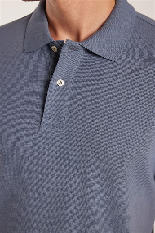 Erkek Slim Fit Dar Kesim Premium Seri %100 Pamuk Yumuşak Dokulu Merserize Lacivert Polo Yaka Tişört 