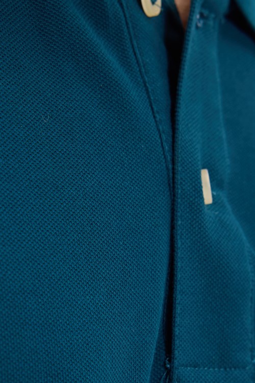Erkek Slim Fit Dar Kesim Premium Seri %100 Pamuk Yumuşak Dokulu Merserize Petrol Polo Yaka Tişört 