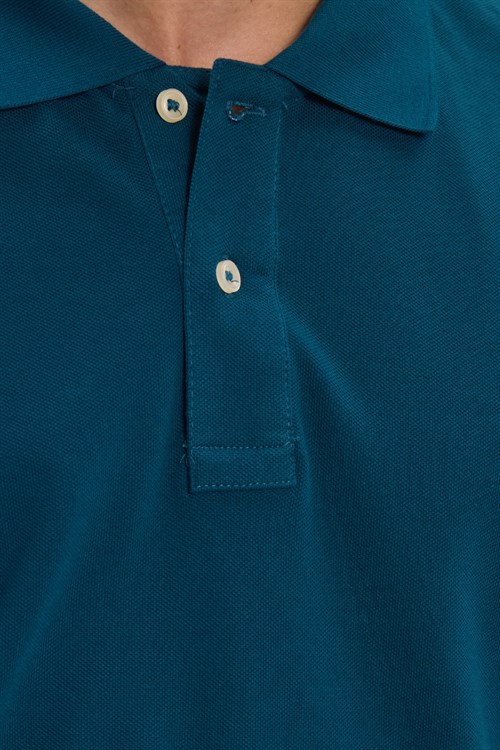 Erkek Slim Fit Dar Kesim Premium Seri %100 Pamuk Yumuşak Dokulu Merserize Petrol Polo Yaka Tişört 
