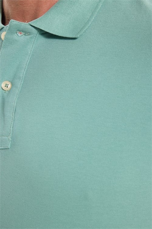 Erkek Slim Fit Dar Kesim Premium Seri %100 Pamuk Yumuşak Dokulu Merserize Yeşil Polo Yaka Tişört