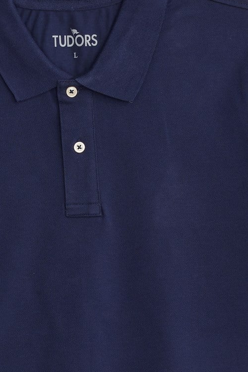 Erkek Slim Fit Dar Kesim Premium Seri %100 Pamuk Yumuşak Dokulu Merserize Lacivert Polo Yaka Tişört 