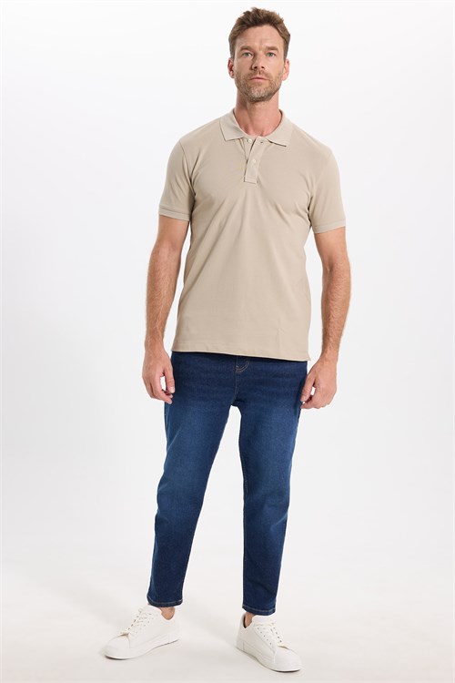 Erkek Slim Fit Dar Kesim Premium Seri %100 Pamuk Yumuşak Dokulu Merserize Taş Polo Yaka Tişört