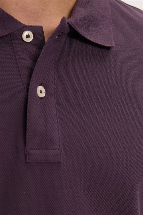 Erkek Slim Fit Dar Kesim Premium Seri %100 Pamuk Yumuşak Dokulu Merserize Mor Polo Yaka Tişört 