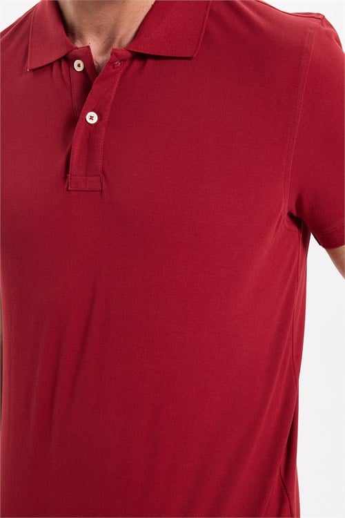 Erkek Slim Fit Dar Kesim Premium Seri %100 Pamuk Yumuşak Dokulu Merserize Bordo Polo Yaka Tişört 