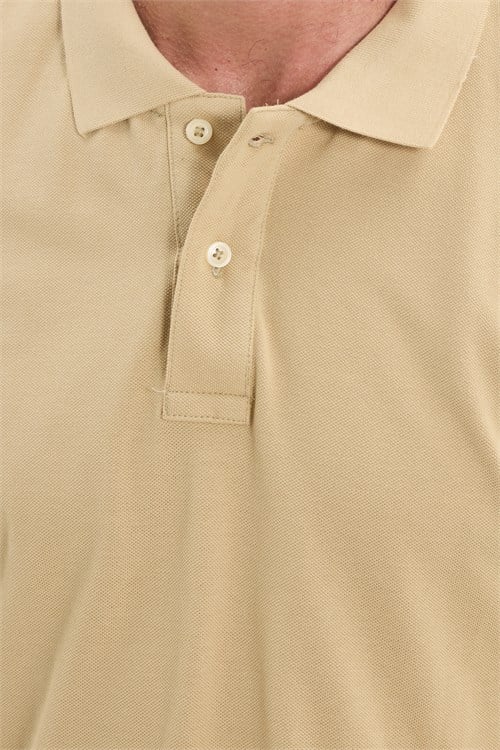 Erkek Slim Fit Dar Kesim Premium Seri %100 Pamuk Yumuşak Dokulu Merserize Bej Polo Yaka Tişört 
