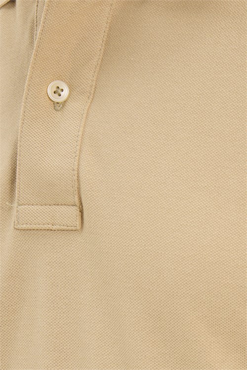 Erkek Slim Fit Dar Kesim Premium Seri %100 Pamuk Yumuşak Dokulu Merserize Bej Polo Yaka Tişört 