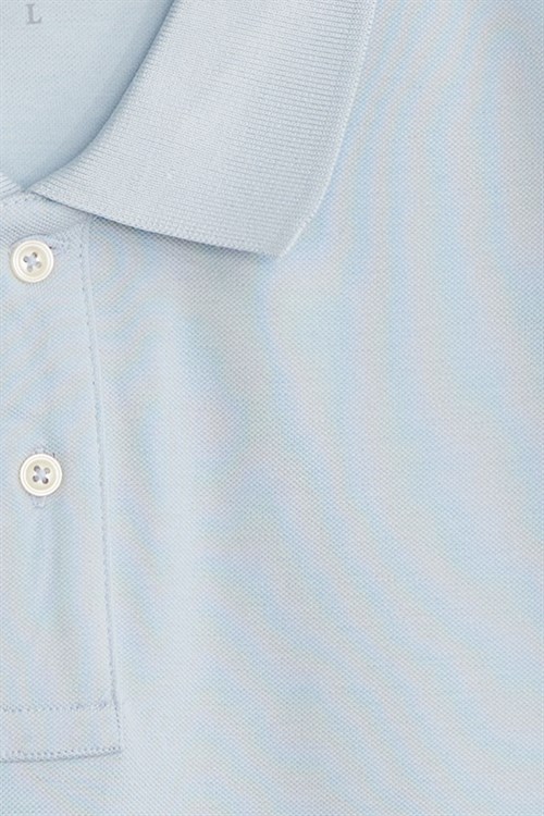 Erkek Slim Fit Dar Kesim Premium Seri %100 Pamuk Yumuşak Dokulu Merserize Açık Mavi Polo Yaka Tişört 