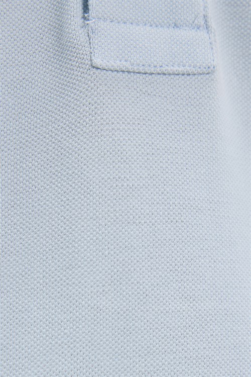 Erkek Slim Fit Dar Kesim Premium Seri %100 Pamuk Yumuşak Dokulu Merserize Açık Mavi Polo Yaka Tişört 