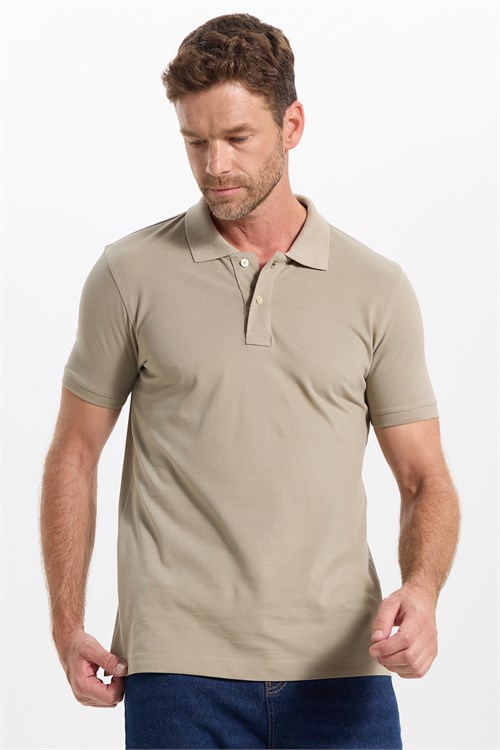 Erkek Slim Fit Dar Kesim Premium Seri %100 Pamuk Yumuşak Dokulu Merserize Kahve Polo Yaka Tişört 