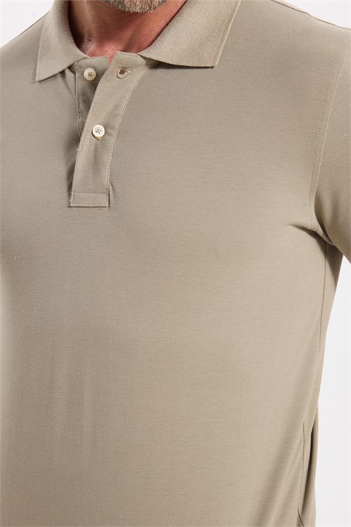 Erkek Slim Fit Dar Kesim Premium Seri %100 Pamuk Yumuşak Dokulu Merserize Kahve Polo Yaka Tişört 