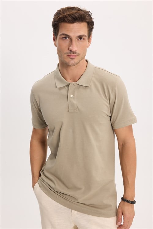 Erkek Slim Fit Dar Kesim Premium Seri %100 Pamuk Yumuşak Dokulu Merserize Kahve Polo Yaka Tişört 