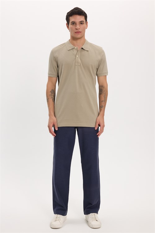 Erkek Slim Fit Dar Kesim Premium Seri %100 Pamuk Yumuşak Dokulu Merserize Kahve Polo Yaka Tişört 
