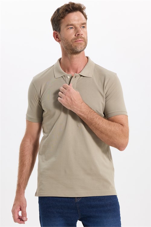Erkek Slim Fit Dar Kesim Premium Seri %100 Pamuk Yumuşak Dokulu Merserize Kahve Polo Yaka Tişört 