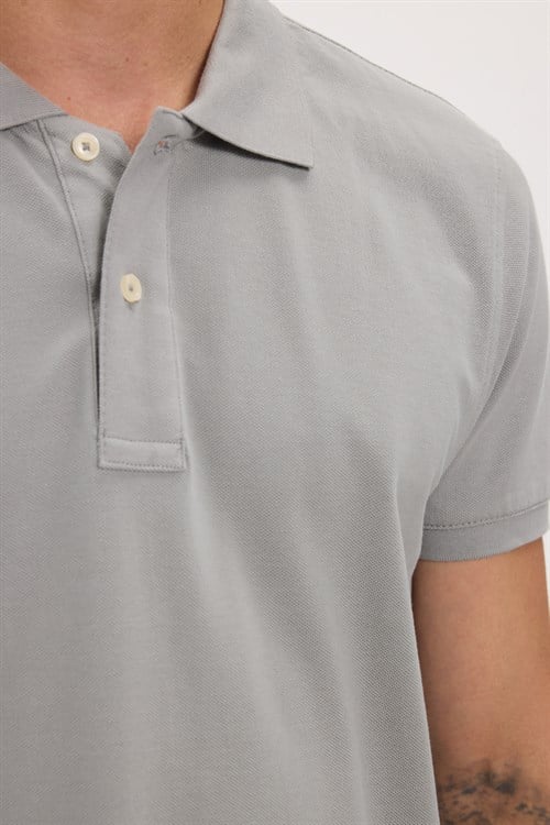 Erkek Slim Fit Dar Kesim Premium Seri %100 Pamuk Yumuşak Dokulu Merserize Gri Polo Yaka Tişört 