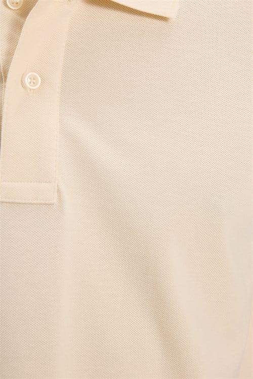 Erkek Slim Fit Dar Kesim Premium Seri %100 Pamuk Yumuşak Dokulu Merserize Bej Polo Yaka Tişört 