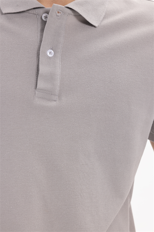 Erkek Slim Fit Dar Kesim %100 Pamuk Kısa Kollu Polo Yaka Gri Tişört