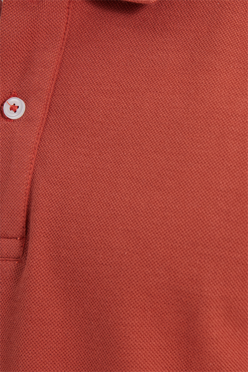 Erkek Slim Fit Dar Kesim %100 Pamuk Kısa Kollu Polo Yaka Turuncu Tişört