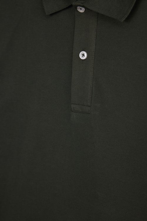 Erkek Slim Fit Dar Kesim %100 Pamuk Kısa Kollu Polo Yaka Haki Tişört