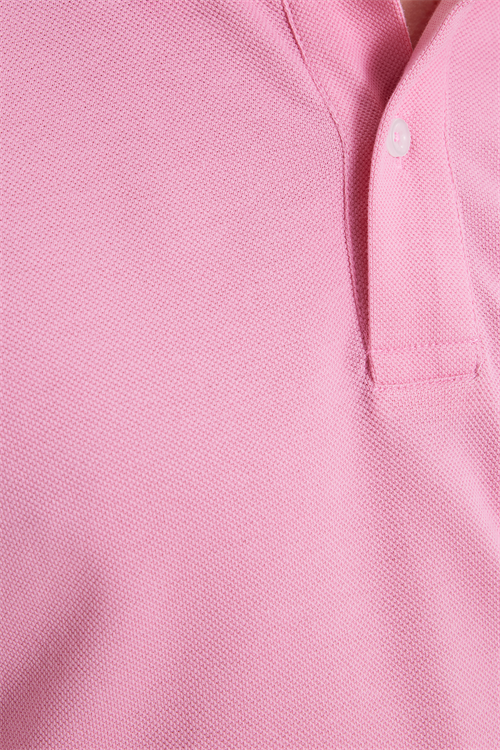 Erkek Slim Fit Dar Kesim %100 Pamuk Kısa Kollu Polo Yaka Pembe Tişört