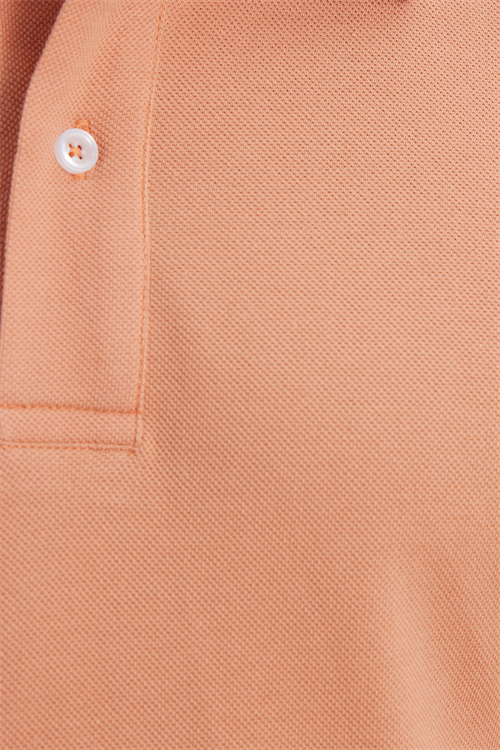 Erkek Slim Fit Dar Kesim %100 Pamuk Kısa Kollu Polo Yaka Turuncu Tişört