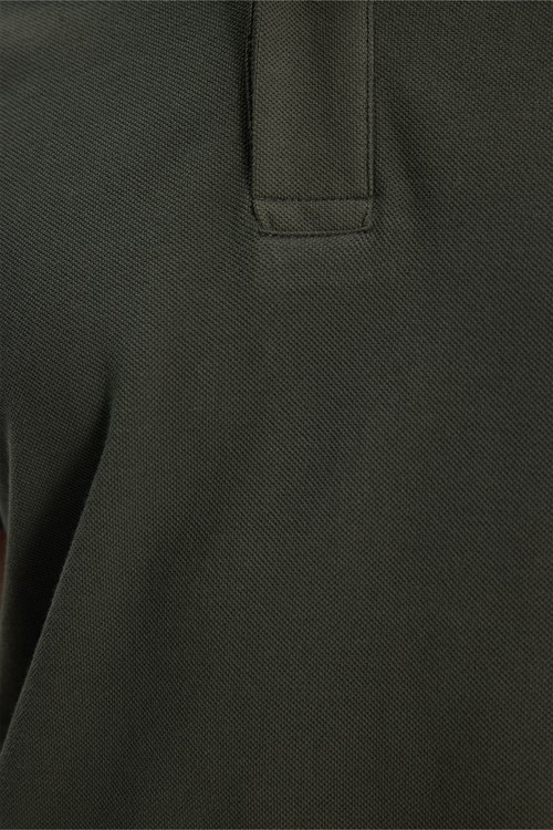 Erkek Slim Fit Dar Kesim %100 Pamuk Kısa Kollu Polo Yaka Yeşil Tişört