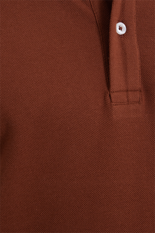 Erkek Slim Fit Dar Kesim %100 Pamuk Kısa Kollu Polo Yaka Kahverengi Tişört