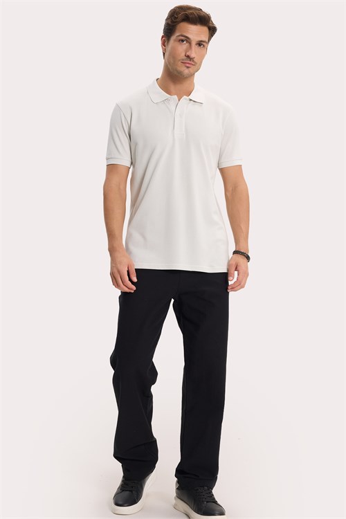 Erkek Slim Fit Dar Kesim %100 Pamuk Kısa Kollu Polo Yaka Yeşil Tişört