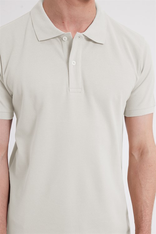 Erkek Slim Fit Dar Kesim %100 Pamuk Kısa Kollu Polo Yaka Yeşil Tişört