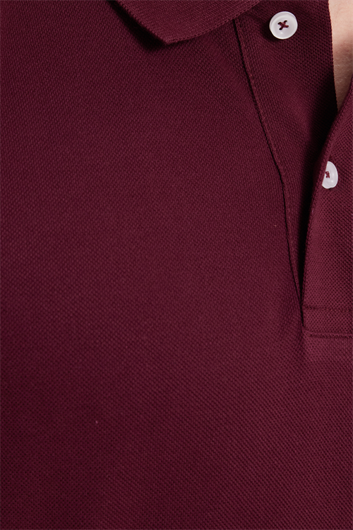 Erkek Slim Fit Dar Kesim %100 Pamuk Kısa Kollu Polo Yaka Bordo Tişört