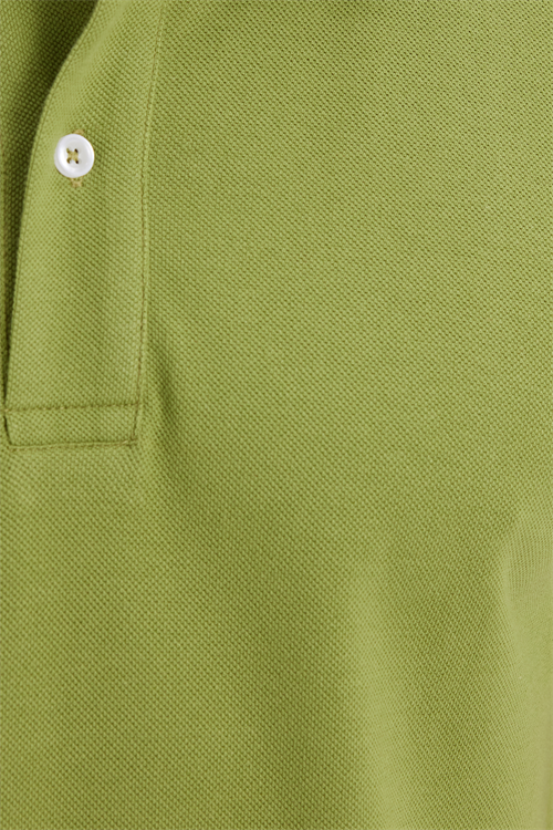 Erkek Slim Fit Dar Kesim %100 Pamuk Kısa Kollu Polo Yaka Yeşil Tişört
