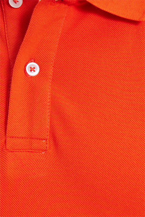 Erkek Slim Fit Dar Kesim %100 Pamuk Kısa Kollu Polo Yaka Turuncu Tişört