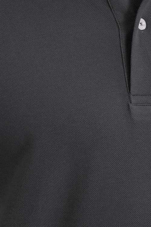 Erkek Slim Fit Dar Kesim %100 Pamuk Kısa Kollu Polo Yaka Antrasit Tişört