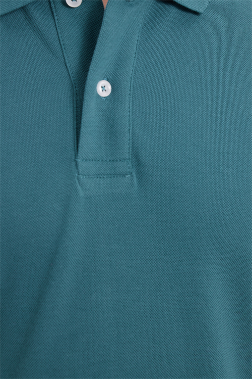 Erkek Slim Fit Dar Kesim %100 Pamuk Kısa Kollu Polo Yaka Yeşil Tişört