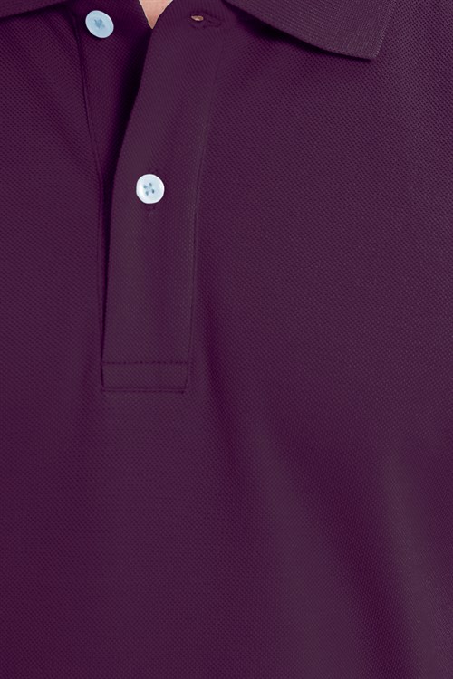 Erkek Slim Fit Dar Kesim %100 Pamuk Kısa Kollu Polo Yaka Mor Tişört