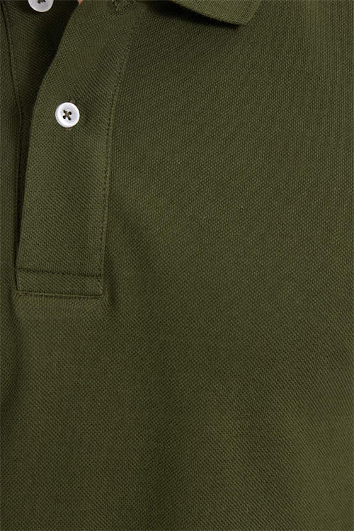 Erkek Slim Fit Dar Kesim %100 Pamuk Kısa Kollu Polo Yaka Haki Tişört