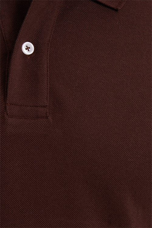 Erkek Slim Fit Dar Kesim %100 Pamuk Kısa Kollu Polo Yaka Kahverengi Tişört