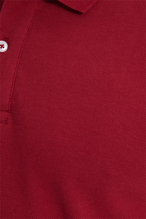 Erkek Slim Fit Dar Kesim %100 Pamuk Kısa Kollu Polo Yaka Kırmızı Tişört