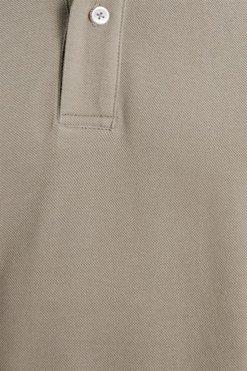 Erkek Slim Fit Dar Kesim %100 Pamuk Kısa Kollu Polo Yaka Vizon Tişört