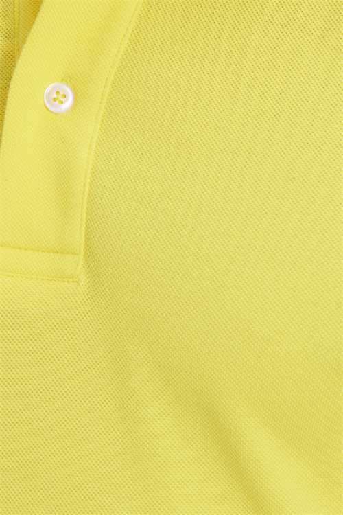 Erkek Slim Fit Dar Kesim %100 Pamuk Kısa Kollu Polo Yaka Sarı Tişört