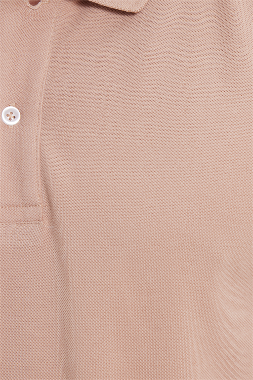 Erkek Slim Fit Dar Kesim %100 Pamuk Kısa Kollu Polo Yaka Bej Tişört