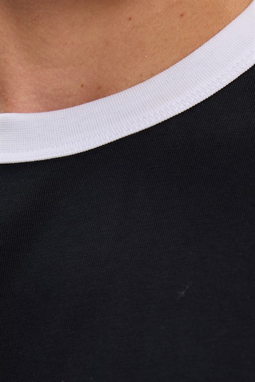 Erkek Regular Fit Klasik Kesim %100 Pamuk Kısa Kollu Bisiklet Yaka Siyah Tişört