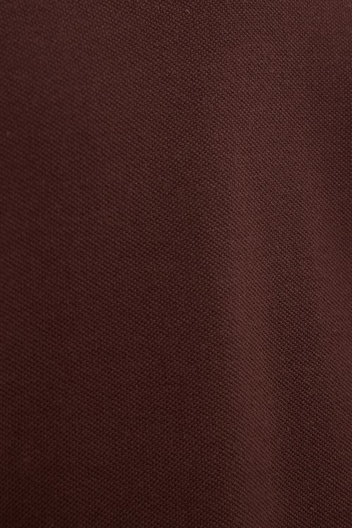 Erkek Slim Fit Dar Kesim %100 Pamuklu Çizgili Detaylı V Yaka Kahverengi  Polo Yaka Tişört