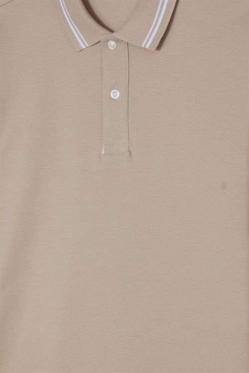 Erkek Slim Fit Dar Kesim %100 Pamuk Uzun Kollu Taş Polo Yaka Tişört