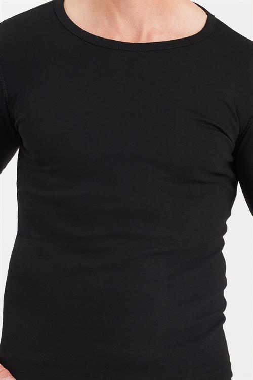 Erkek Slim Fit Dar Kesim Bisiklet Yaka Siyah Termal Alt Üst Takım
